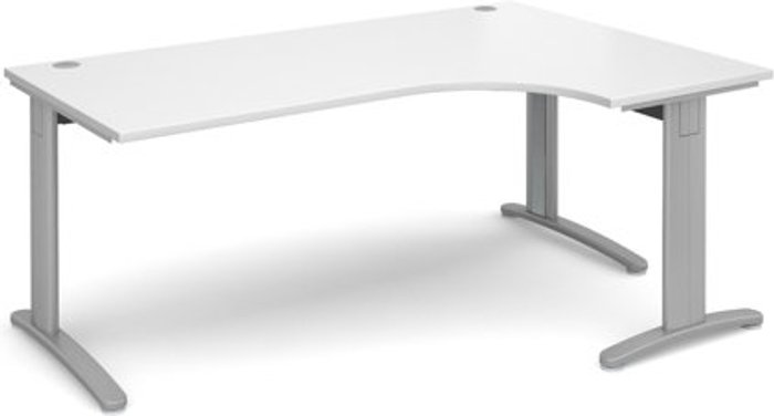 Office Monster | TR10 Office Desk | Right Hand Corner Desk 1800mm | White Top With Silver Frame | 1200mm Depth | TR10 TDER18SWH TR10 Office Desk | Right Hand Corner Desk 1800mm | White Top With Silver Frame | 1200mm Depth | TR10 TDER18SWH