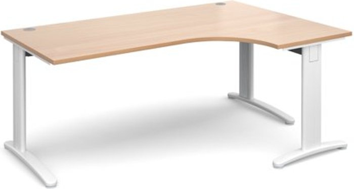 Office Monster | TR10 Office Desk | Right Hand Corner Desk 1800mm | Beech Top With White Frame | 1200mm Depth | TR10 TDER18WB TR10 Office Desk | Right Hand Corner Desk 1800mm | Beech Top With White Frame | 1200mm Depth | TR10 TDER18WB