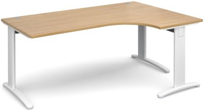 Office Monster | TR10 Office Desk | Right Hand Corner Desk 1800mm | Oak Top With White Frame | 1200mm Depth | TR10 TDER18WO TR10 Office Desk | Right Hand Corner Desk 1800mm | Oak Top With White Frame | 1200mm Depth | TR10 TDER18WO