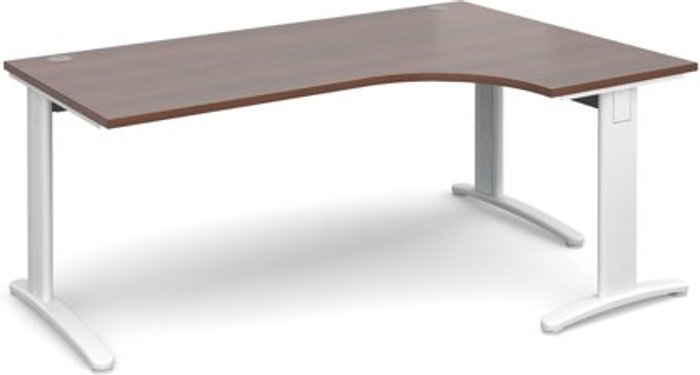 Office Monster | TR10 Office Desk | Right Hand Corner Desk 1800mm | Walnut Top With White Frame | 1200mm Depth | TR10 TDER18WW TR10 Office Desk | Right Hand Corner Desk 1800mm | Walnut Top With White Frame | 1200mm Depth | TR10 TDER18WW