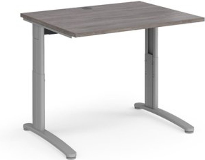 Office Monster | TR10 TR10 height settable straight desk 1000mm x 800mm - silver frame, grey oak top TR10 TR10 height settable straight desk 1000mm x 800mm - silver frame, grey oak top