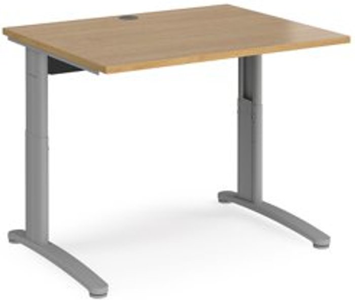 Office Monster | TR10 Office Desk | Wheelchair Friendly Rectangular Desk 1000mm | Oak Tops With Silver Frames | TR10 TR10 Office Desk | Wheelchair Friendly Rectangular Desk 1000mm | Oak Tops With Silver Frames | TR10
