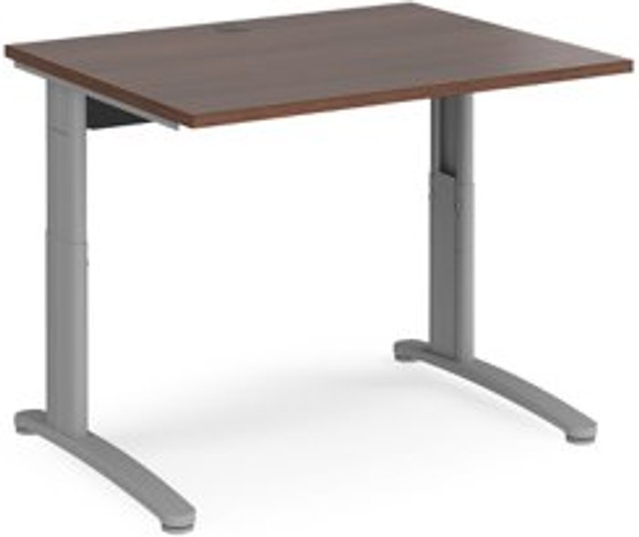 Office Monster | TR10 Office Desk | Wheelchair Friendly Rectangular Desk 1000mm | Walnut Tops With Silver Frames | TR10 TR10 Office Desk | Wheelchair Friendly Rectangular Desk 1000mm | Walnut Tops With Silver Frames | TR10