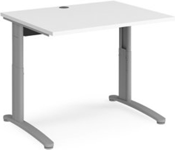 Office Monster | TR10 Office Desk | Wheelchair Friendly Rectangular Desk 1000mm | White Tops With Silver Frames | TR10 TR10 Office Desk | Wheelchair Friendly Rectangular Desk 1000mm | White Tops With Silver Frames | TR10