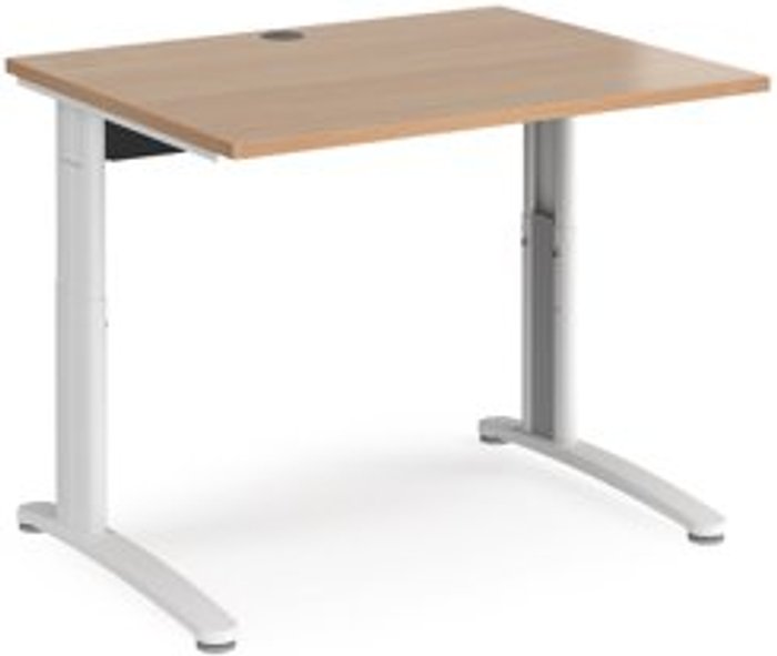 Office Monster | TR10 Office Desk | Wheelchair Friendly Rectangular Desk 1000mm | Beech Tops With White Frames | TR10 TR10 Office Desk | Wheelchair Friendly Rectangular Desk 1000mm | Beech Tops With White Frames | TR10