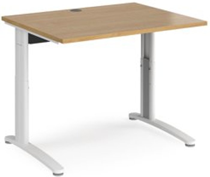 Office Monster | TR10 Office Desk | Wheelchair Friendly Rectangular Desk 1000mm | Oak Tops With White Frames | TR10 TR10 Office Desk | Wheelchair Friendly Rectangular Desk 1000mm | Oak Tops With White Frames | TR10