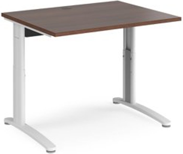 Office Monster | TR10 Office Desk | Wheelchair Friendly Rectangular Desk 1000mm | Walnut Tops With White Frames | TR10 TR10 Office Desk | Wheelchair Friendly Rectangular Desk 1000mm | Walnut Tops With White Frames | TR10