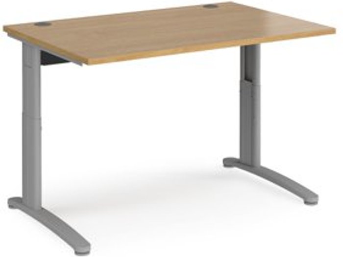 Office Monster | TR10 Office Desk | Wheelchair Friendly Rectangular Desk 1200mm | Oak Tops With Silver Frames | TR10 TR10 Office Desk | Wheelchair Friendly Rectangular Desk 1200mm | Oak Tops With Silver Frames | TR10