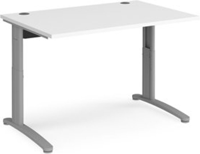 Office Monster | TR10 Office Desk | Wheelchair Friendly Rectangular Desk 1200mm | White Tops With Silver Frames | TR10 TR10 Office Desk | Wheelchair Friendly Rectangular Desk 1200mm | White Tops With Silver Frames | TR10