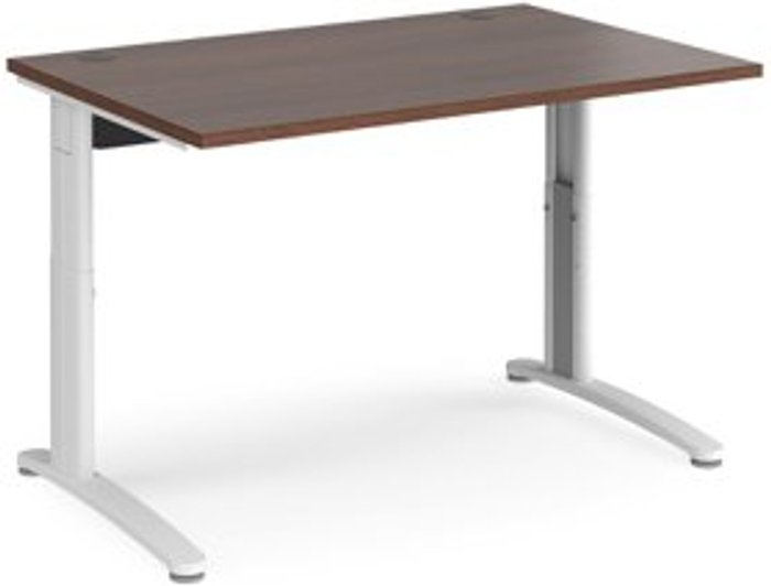 Office Monster | TR10 Office Desk | Wheelchair Friendly Rectangular Desk 1200mm | Walnut Tops With White Frames | TR10 TR10 Office Desk | Wheelchair Friendly Rectangular Desk 1200mm | Walnut Tops With White Frames | TR10