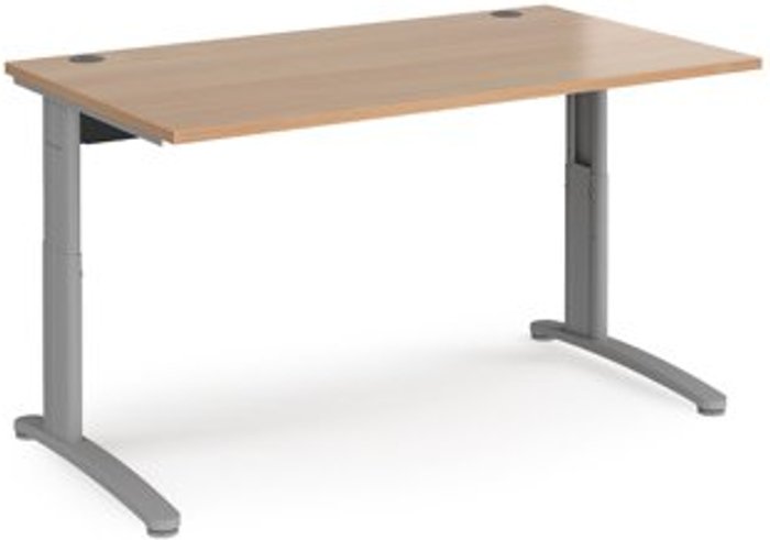 Office Monster | TR10 Office Desk | Wheelchair Friendly Rectangular Desk 1400mm | Beech Tops With Silver Frames | TR10 TR10 Office Desk | Wheelchair Friendly Rectangular Desk 1400mm | Beech Tops With Silver Frames | TR10