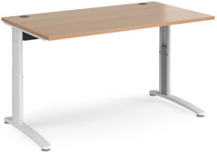 Office Monster | TR10 Office Desk | Wheelchair Friendly Rectangular Desk 1400mm | Beech Tops With White Frames | TR10 TR10 Office Desk | Wheelchair Friendly Rectangular Desk 1400mm | Beech Tops With White Frames | TR10