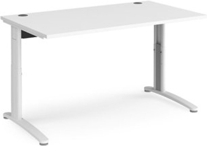 Office Monster | TR10 Office Desk | Wheelchair Friendly Rectangular Desk 1400mm | White Tops With White Frames | TR10 TR10 Office Desk | Wheelchair Friendly Rectangular Desk 1400mm | White Tops With White Frames | TR10
