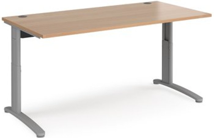 Office Monster | TR10 Office Desk | Wheelchair Friendly Rectangular Desk 1600mm | Beech Tops With Silver Frames | TR10 TR10 Office Desk | Wheelchair Friendly Rectangular Desk 1600mm | Beech Tops With Silver Frames | TR10