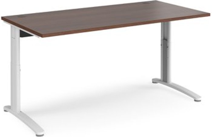 Office Monster | TR10 Office Desk | Wheelchair Friendly Rectangular Desk 1600mm | Walnut Tops With White Frames | TR10 TR10 Office Desk | Wheelchair Friendly Rectangular Desk 1600mm | Walnut Tops With White Frames | TR10