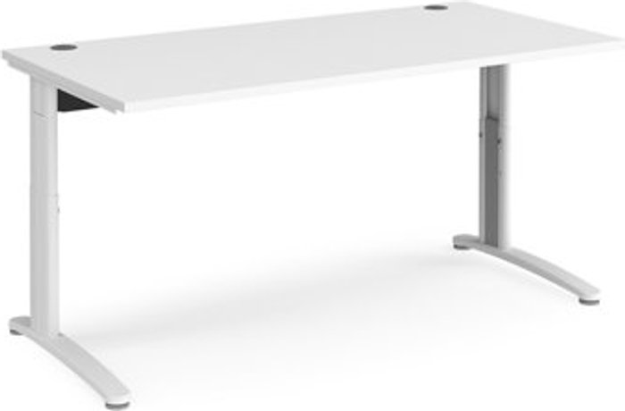 Office Monster | TR10 Office Desk | Wheelchair Friendly Rectangular Desk 1600mm | White Tops With White Frames | TR10 TR10 Office Desk | Wheelchair Friendly Rectangular Desk 1600mm | White Tops With White Frames | TR10
