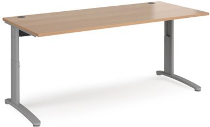 Office Monster | TR10 Office Desk | Wheelchair Friendly Rectangular Desk 1800mm | Beech Tops With Silver Frames | TR10 TR10 Office Desk | Wheelchair Friendly Rectangular Desk 1800mm | Beech Tops With Silver Frames | TR10
