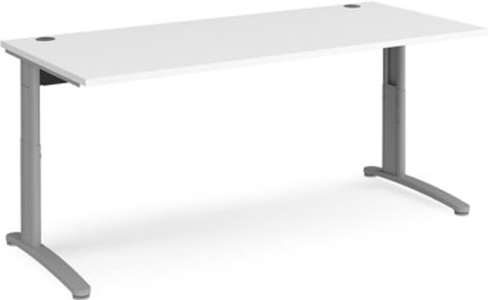 Office Monster | TR10 Office Desk | Wheelchair Friendly Rectangular Desk 1800mm | White Tops With Silver Frames | TR10 TR10 Office Desk | Wheelchair Friendly Rectangular Desk 1800mm | White Tops With Silver Frames | TR10