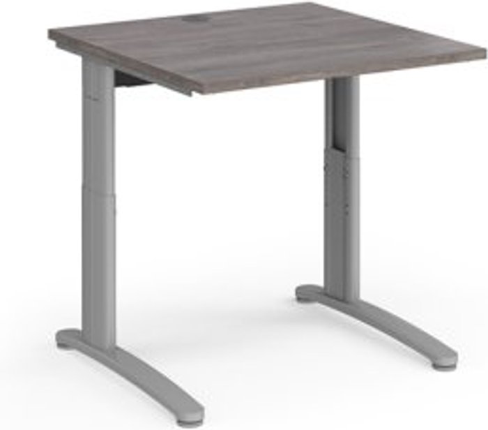 Office Monster | TR10 TR10 height settable straight desk 800mm x 800mm - silver frame, grey oak top TR10 TR10 height settable straight desk 800mm x 800mm - silver frame, grey oak top