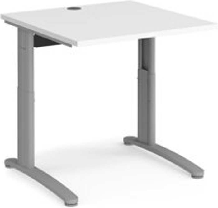 Office Monster | TR10 Office Desk | Wheelchair Friendly Rectangular Desk 800mm | White Tops With Silver Frames | TR10 TR10 Office Desk | Wheelchair Friendly Rectangular Desk 800mm | White Tops With Silver Frames | TR10