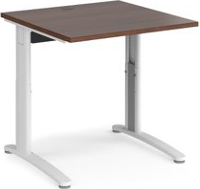 Office Monster | TR10 Office Desk | Wheelchair Friendly Rectangular Desk 800mm | Walnut Tops With White Frames | TR10 TR10 Office Desk | Wheelchair Friendly Rectangular Desk 800mm | Walnut Tops With White Frames | TR10