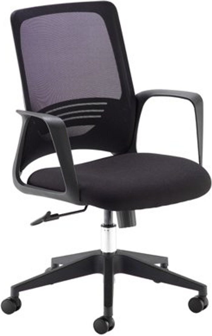 Office Monster | Toto Toto black mesh back operator chair with black fabric seat and black base Toto Toto black mesh back operator chair with black fabric seat and black base