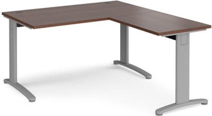 Office Monster | TR10 Office Desk | Rectangular Desk 1400mm With Return | Walnut Tops With Silver Frames | TR10 TR10 Office Desk | Rectangular Desk 1400mm With Return | Walnut Tops With Silver Frames | TR10