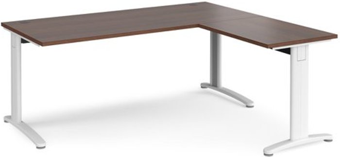 Office Monster | TR10 Office Desk | Rectangular Desk 1800mm With Return | Walnut Tops With White Frames | TR10 TR10 Office Desk | Rectangular Desk 1800mm With Return | Walnut Tops With White Frames | TR10