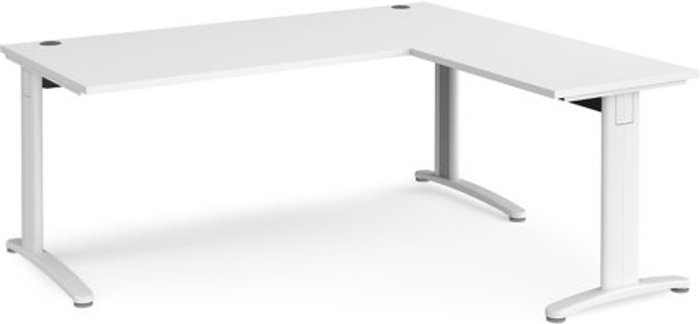 Office Monster | TR10 Office Desk | Rectangular Desk 1800mm With Return | White Tops With White Frames | TR10 TR10 Office Desk | Rectangular Desk 1800mm With Return | White Tops With White Frames | TR10
