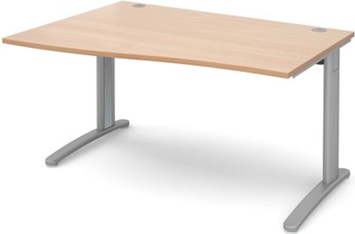 Office Monster | TR10 Office Desk | Left Hand Wave Desk 1400mm | Beech Top With Silver Frame | TR10 TR10 Office Desk | Left Hand Wave Desk 1400mm | Beech Top With Silver Frame | TR10