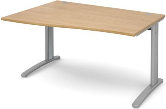 Office Monster | TR10 Office Desk | Left Hand Wave Desk 1400mm | Oak Top With Silver Frame | TR10 TR10 Office Desk | Left Hand Wave Desk 1400mm | Oak Top With Silver Frame | TR10