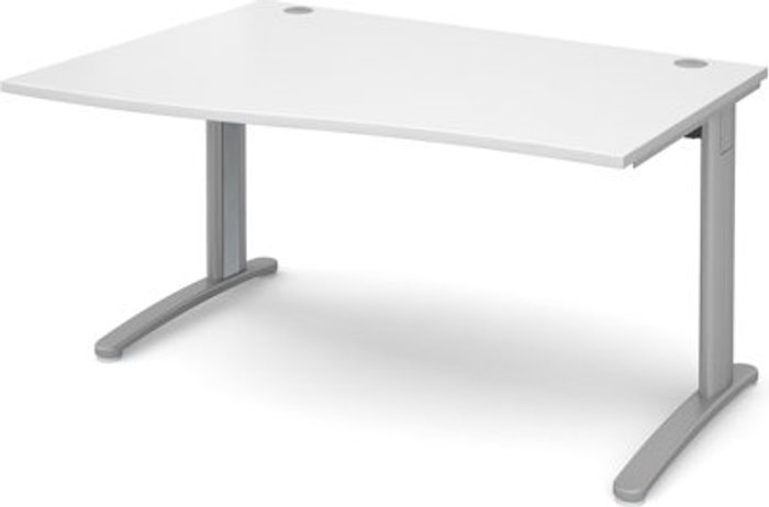 Office Monster | TR10 Office Desk | Left Hand Wave Desk 1400mm | White Top With Silver Frame | TR10 TR10 Office Desk | Left Hand Wave Desk 1400mm | White Top With Silver Frame | TR10
