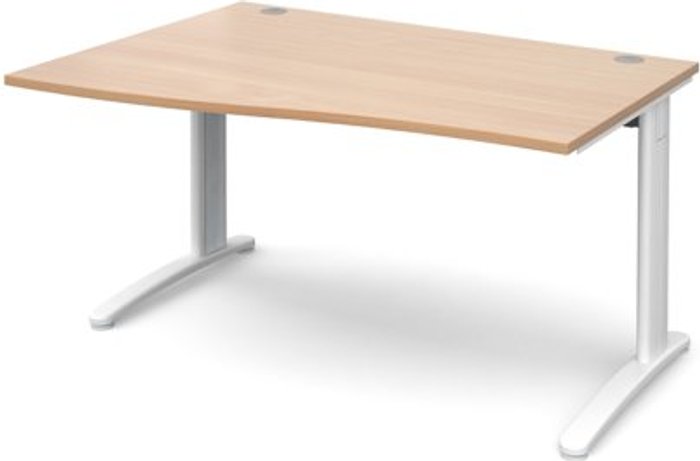 Office Monster | TR10 Office Desk | Left Hand Wave Desk 1400mm | Beech Top With White Frame | TR10 TR10 Office Desk | Left Hand Wave Desk 1400mm | Beech Top With White Frame | TR10