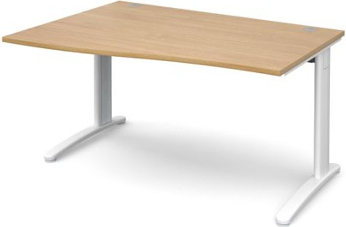 Office Monster | TR10 Office Desk | Left Hand Wave Desk 1400mm | Oak Top With White Frame | TR10 TR10 Office Desk | Left Hand Wave Desk 1400mm | Oak Top With White Frame | TR10
