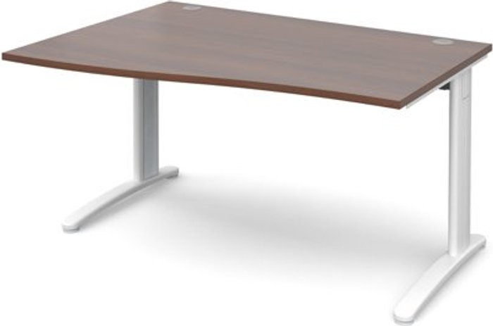 Office Monster | TR10 Office Desk | Left Hand Wave Desk 1400mm | Walnut Top With White Frame | TR10 TR10 Office Desk | Left Hand Wave Desk 1400mm | Walnut Top With White Frame | TR10