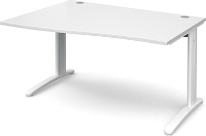 Office Monster | TR10 Office Desk | Left Hand Wave Desk 1400mm | White Top With White Frame | TR10 TR10 Office Desk | Left Hand Wave Desk 1400mm | White Top With White Frame | TR10
