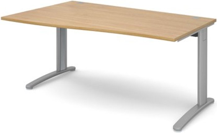 Office Monster | TR10 Office Desk | Left Hand Wave Desk 1600mm | Oak Top With Silver Frame | TR10 TR10 Office Desk | Left Hand Wave Desk 1600mm | Oak Top With Silver Frame | TR10