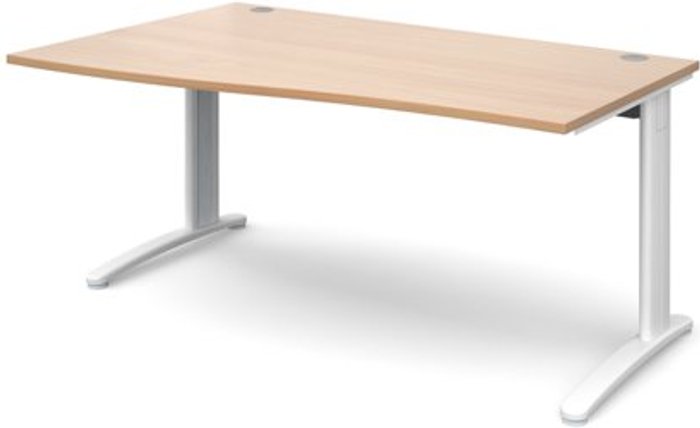 Office Monster | TR10 Office Desk | Left Hand Wave Desk 1600mm | Beech Top With White Frame | TR10 TR10 Office Desk | Left Hand Wave Desk 1600mm | Beech Top With White Frame | TR10