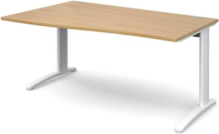 Office Monster | TR10 Office Desk | Left Hand Wave Desk 1600mm | Oak Top With White Frame | TR10 TR10 Office Desk | Left Hand Wave Desk 1600mm | Oak Top With White Frame | TR10