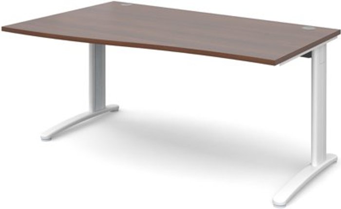 Office Monster | TR10 Office Desk | Left Hand Wave Desk 1600mm | Walnut Top With White Frame | TR10 TR10 Office Desk | Left Hand Wave Desk 1600mm | Walnut Top With White Frame | TR10