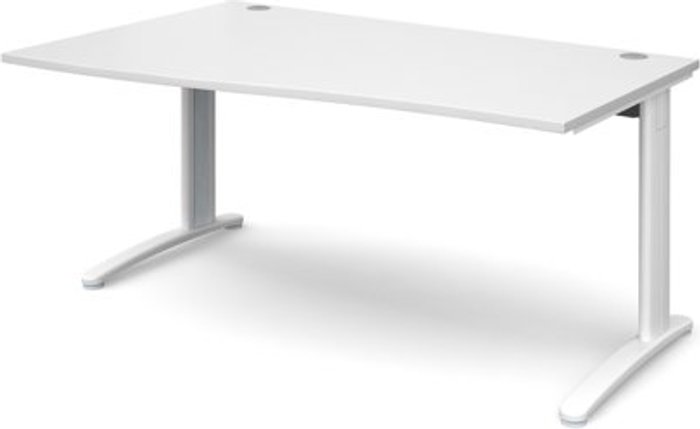 Office Monster | TR10 Office Desk | Left Hand Wave Desk 1600mm | White Top With White Frame | TR10 TR10 Office Desk | Left Hand Wave Desk 1600mm | White Top With White Frame | TR10