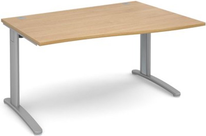 Office Monster | TR10 Office Desk | Right Hand Wave Desk 1400mm | Oak Top With Silver Frame | TR10 TR10 Office Desk | Right Hand Wave Desk 1400mm | Oak Top With Silver Frame | TR10