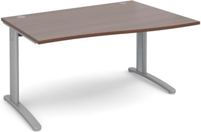 Office Monster | TR10 Office Desk | Right Hand Wave Desk 1400mm | Walnut Top With Silver Frame | TR10 TR10 Office Desk | Right Hand Wave Desk 1400mm | Walnut Top With Silver Frame | TR10