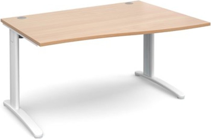 Office Monster | TR10 Office Desk | Right Hand Wave Desk 1400mm | Beech Top With White Frame | TR10 TR10 Office Desk | Right Hand Wave Desk 1400mm | Beech Top With White Frame | TR10
