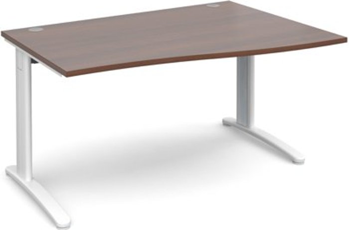 Office Monster | TR10 Office Desk | Right Hand Wave Desk 1400mm | Walnut Top With White Frame | TR10 TR10 Office Desk | Right Hand Wave Desk 1400mm | Walnut Top With White Frame | TR10
