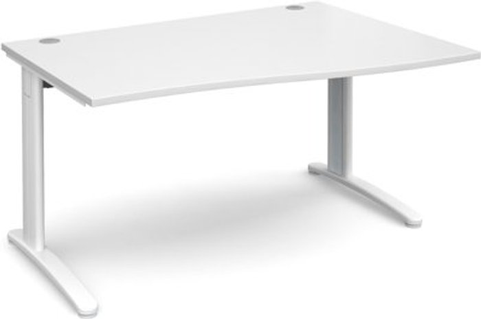 Office Monster | TR10 Office Desk | Right Hand Wave Desk 1400mm | White Top With White Frame | TR10 TR10 Office Desk | Right Hand Wave Desk 1400mm | White Top With White Frame | TR10