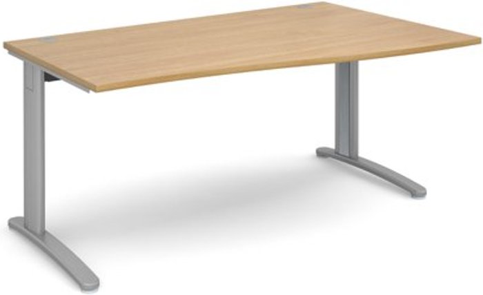 Office Monster | TR10 Office Desk | Right Hand Wave Desk 1600mm | Oak Top With Silver Frame | TR10 TR10 Office Desk | Right Hand Wave Desk 1600mm | Oak Top With Silver Frame | TR10