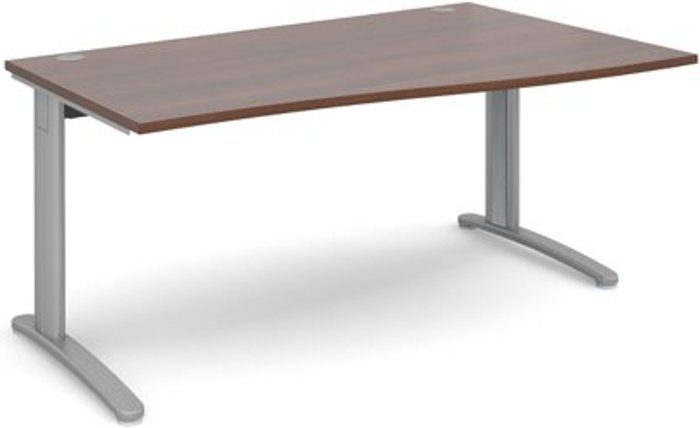 Office Monster | TR10 Office Desk | Right Hand Wave Desk 1600mm | Walnut Top With Silver Frame | TR10 TR10 Office Desk | Right Hand Wave Desk 1600mm | Walnut Top With Silver Frame | TR10