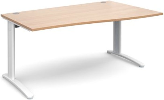 Office Monster | TR10 Office Desk | Right Hand Wave Desk 1600mm | Beech Top With White Frame | TR10 TR10 Office Desk | Right Hand Wave Desk 1600mm | Beech Top With White Frame | TR10