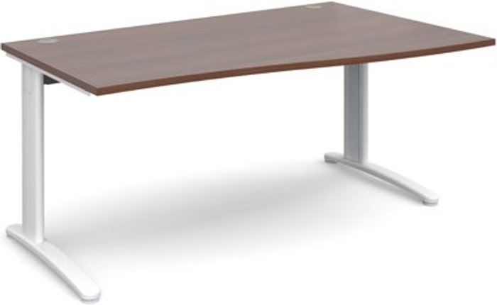 Office Monster | TR10 Office Desk | Right Hand Wave Desk 1600mm | Walnut Top With White Frame | TR10 TR10 Office Desk | Right Hand Wave Desk 1600mm | Walnut Top With White Frame | TR10